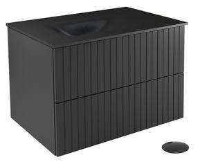 Шкафчик для ванной с раковиной Besco Akya Linea, черный цв., 52.5 см x 66 см x 50.7 см