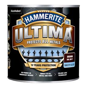 Emaliniai dažai, metalo konkstrukcijoms, apsaugant nuo korozijos Hammerite Ultima Smooth, blizgus, 2.2 l, ruda sp.