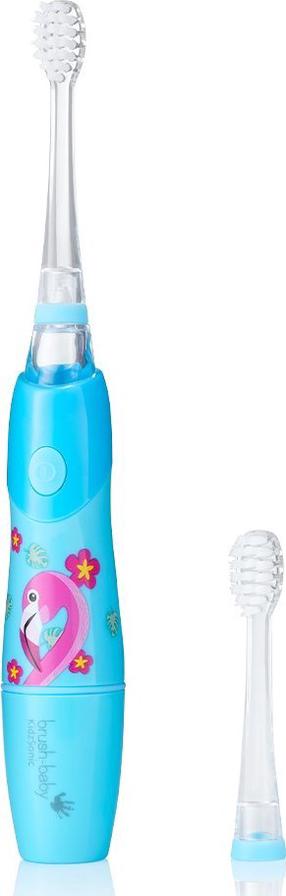 Elektrinis dantų šepetėlis Brush-baby KidzSonic Flamingo, rožinė sp./žydra sp.