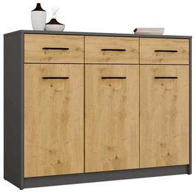 Kummut Simplo 3D3S, antratsiit v./artisan oak v., 85 cm x 35 cm x 109 cm