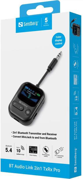Bluetooth-передатчик Sandberg BT Audio Link 2in1 TxRx Pro 450-14 3.5 mm Male, черный цв.