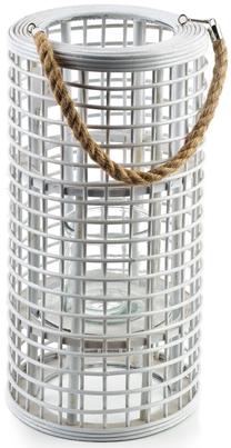 Žvakidė Mondex Lantern Lucie, stiklas/mediena, Ø 24.5 cm, 50 cm, balta sp.