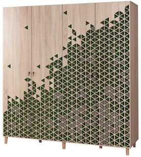 Skapis Kalune Design İMAJ-121, sonoma ozola krās./zaļa krās., 180 cm x 52 cm x 192 cm