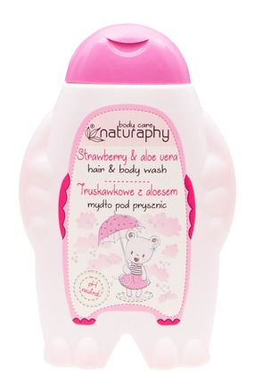 Bērnu dušas želeja un šampūns Naturaphy Strawberry And Aloe Vera, 300 ml