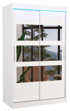 Riidekapp ADRK Kolorado LED, valge v., 58 cm x 120 cm x 200 cm, peegliga