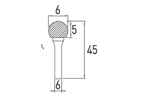 Frēze, slīpēšanas uzgalis GE HT6D588 HT6D588, noapaļots, 45 mm x 6 mm