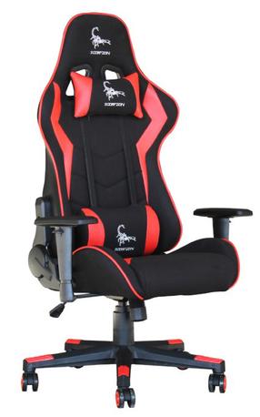 Žaidimų kėdė Gembird GC-Scorpion 02, 51 x 53 x 125 - 133 cm, juoda sp./raudona sp.