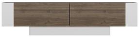 TV staliukas Kalune Design Matera, balta sp./riešuto sp., 150 cm x 31.5 cm x 41.6 cm