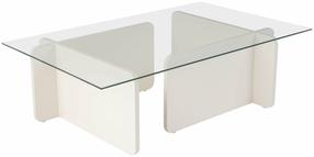 Kavos staliukas Nordure Flavio, skaidri sp./balta sp., 65 cm x 105 cm x 30 cm
