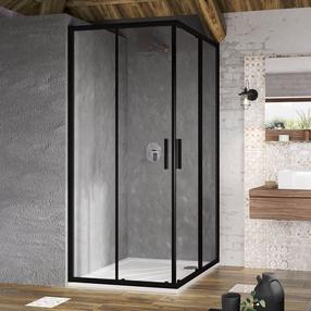 Душевая кабина Ravak Blix Slim BLSRV2-80, квадратная, без поддона, 80 см x 80 см x 195 см, черный цв./закаленный