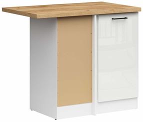 Kampinė virtuvės spintelė Junona Line, balta sp./gold craft oak sp./chalk gloss sp., 45 cm x 78.5 cm x 85.7 cm