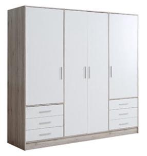 Skapis Forte Jupiter JPTS86T-T19F, balts krās./tumši brūna krās., 60 cm x 206.5 cm x 200 cm