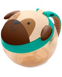 Užkandžių dubenėlis Skip Hop Snack Cup Zoo Pug, 222 ml, 1 m., plastikas, ruda sp./žalia sp.