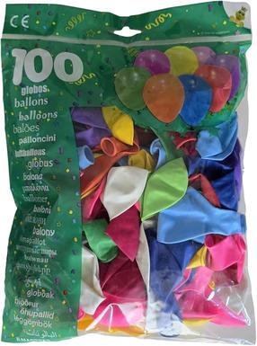 Balionas ovalūs, įvairių spalvų, 100 vnt.