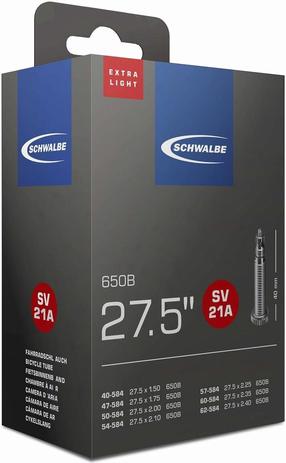 Dviračių padangų kamera Schwalbe SV21A ExtraLight 10400163, guma, juoda sp., 27.5"