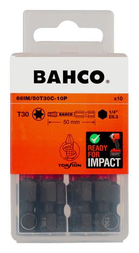 Triecienskrūvgrieža biti, komplekts Bahco 66IM/50T30C-10P, T30, 50 mm, 1/4"