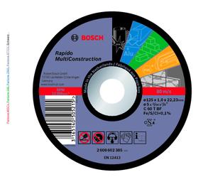 Griešanas disks Bosch, 125 mm x 1 mm x 22.23 mm