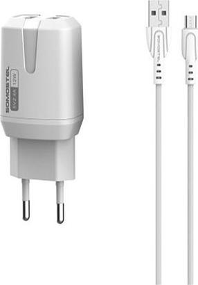 Telefoni laadija Somostel SMS-A139, 2 x USB, valge v., 12 W