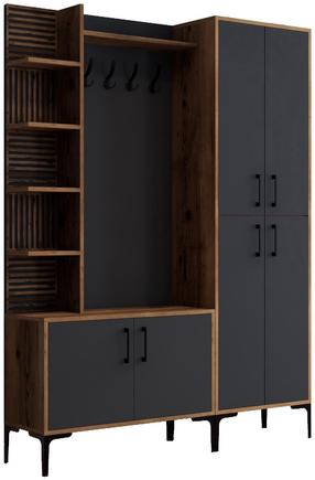 Prieškambario baldų komplektas Kalune Design Viyana DA, vidaus, antracito sp./riešuto sp.