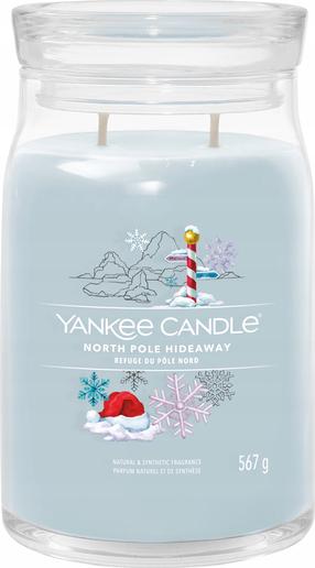 Svece, aromātiskā Yankee Candle Signature Large North Pole Hideaway, 65 - 80 h, 567 g, gaiši zila krās.