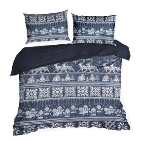 Kalėdinis patalynės užvalkalų komplektas Fjord, mėlynas/baltas, 200 x 220 cm