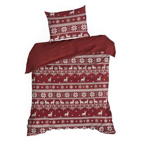 Kalėdinis patalynės užvalkalų komplektas Oslo, raudonas, 140 x 200 cm