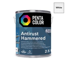 Emaliniai dažai, universalūs Pentacolor Anti Rust Hammered, blizgus, 2.5 l, balta sp.