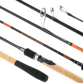 Spinings, universāls Akara Black Hunter, 228 cm, 142 g, melna krās./oranža krās.