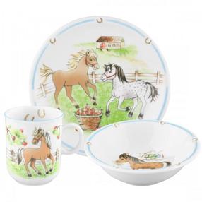 Trauku komplekts Seltmann Pony, 1 g., keramika, brūna krās./balta krās./zaļa krās.
