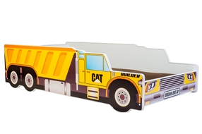 Vaikiška lova ADRK Construction Car, geltona sp., 80 x 160 cm, be patalynės dėžės, su čiužiniu