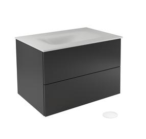 Vonios spintelė su praustuvu Besco Akya Classic, balta sp./juoda sp./grafito sp., 52.5 cm x 66 cm x 50.7 cm