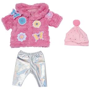 Комплект одежды для куклы Zapf Creation Baby born Pink Coat Set 833834, серебристый цв./розовый цв.