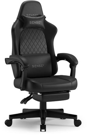 Spēļu krēsls SENSE7 Devon PU, 72 x 72 x 119.5 - 129.5 cm, melna krās.