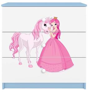 Vaikiška komoda Kocot Kids Babydreams Princess & Horse, mėlyna sp./balta sp., 41 cm x 80 cm x 80.5 cm