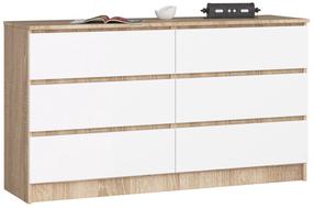 Комод Akord Furniture Factory K140, белый цв./дуб сонома цв., 77 см x 138 см x 40 см