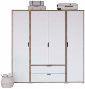 Spinta Kalune Design Nisan, balta sp./riešuto sp., 45 cm x 170 cm x 183 cm