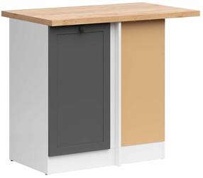 Kampinė virtuvės spintelė Junona Line, balta sp./grafito sp./gold craft oak sp., 45 cm x 78.5 cm x 85.7 cm