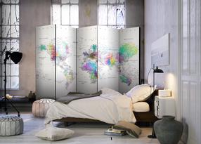 Fototapetas Artgeist White-Colorful World Map Paravent876J, 172 cm x 225 cm
