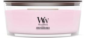 Svece, aromātiskā WoodWick Cherry Blossom & Vanilla, 40 - 65 h, 453 g, rozā krās.