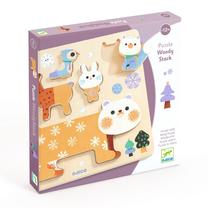 Medinė dėlionė Djeco Woody Stack, 2 cm, įvairių spalvų, 5 vnt.