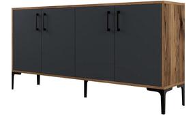 Prekė su pažeista pakuote. Komoda Kalune Design Kiev 160, antracito sp./riešuto sp., 78 cm x 160 cm x 35 cm