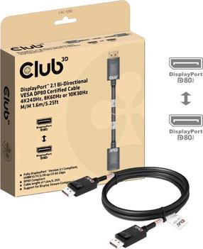 Kabelis Club 3D CAC-1092, DisplayPort 2.1, 160 cm, melna krās.