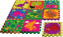 Kilimėlis kūdikiams - dėlionė Kids Euroswan Crazy Dino, 90 cm x 90 cm, 9 vnt, įvairių spalvų