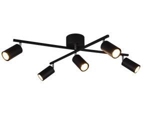 Lampa griesti PLS Marlina, GU10, 5 x 35 W, melna krās. / melna krās.