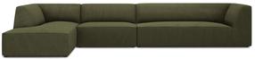 Kampinė sofa Micadoni Home Ruby 5 Seats, tamsiai žalia sp./žalia sp., kairinė, 366 x 180 cm x 69 cm