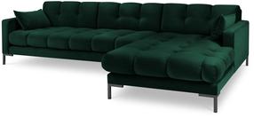 Kampinė sofa Micadoni Home Mamaia Velvet, tamsiai žalia sp., dešininė, 293 x 185 cm x 75 cm