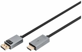 Kabelis Digitus DB-340202-018-S DisplayPort 1.2 Vīrietis, HDMI 2.0 Vīrietis, 1.8 m, melna krās./pelēka krās.
