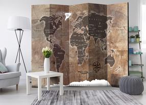 Fototapetas Artgeist Map On The Wood Paravent871J, 172 cm x 225 cm