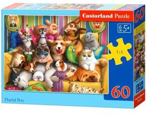 Dėlionė Castorland Playful Pets 066254, 23 cm x 32 cm, 60 vnt., įvairių spalvų