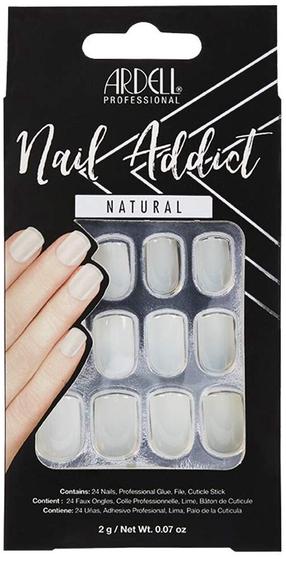 Priklijuojami nagai Ardell Nail Addict, natural squared sp., 27 vnt.